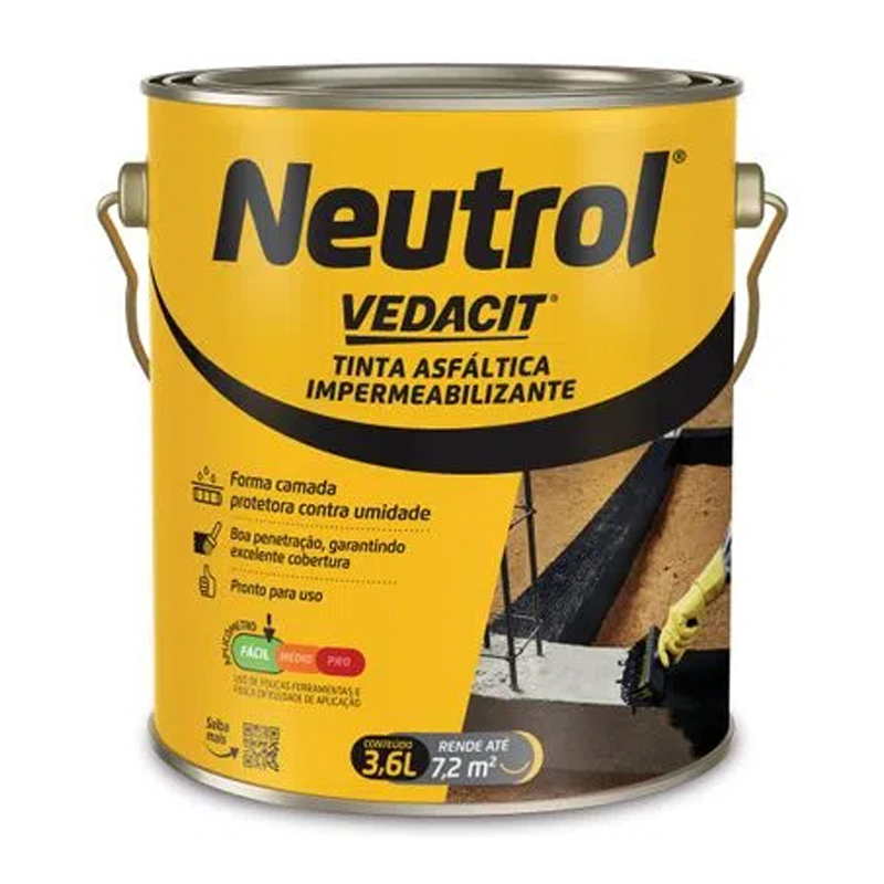 Neutrol Pintura Asfáltica Impermeabilizante Vedacit 3,6 L