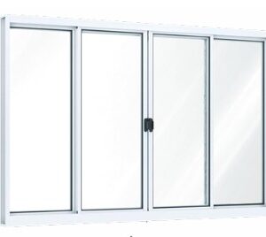 JANELA DE ALUMÍNIO DE CORRER CENTRAL 2 FOLHAS MÓVEIS E 2 FIXAS 1,00x1,20 -Riobras (Encomenda)
